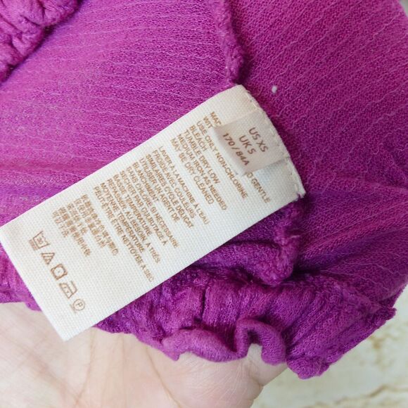 Free People Cora Off The Shoulder Top Womens XS Pink Ombre Peasant Boho 70s FLAW - Picture 9 of 13